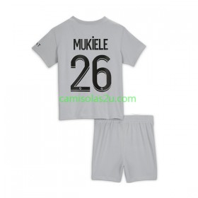 Camisolas de futebol Paris Saint-Germain Mukiele 26 Criança Equipamento Alternativa 2022/23 Manga Curta